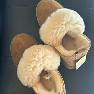 Pamir Women's Genuine Suede Shearling Ankle Moccasin Booties Slippers Boots US 6